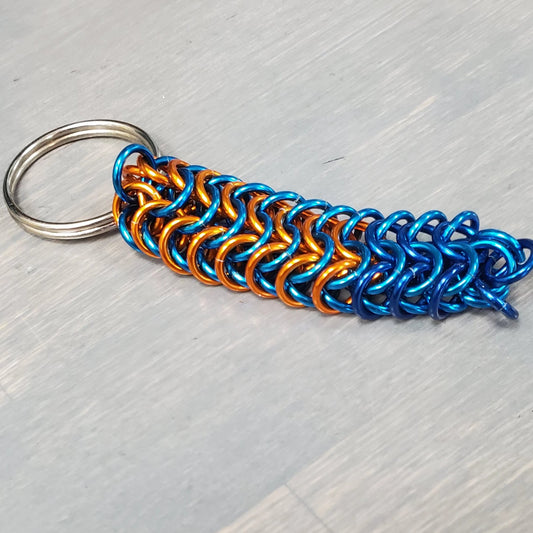 Roundmaille Keychain, Orange and Blue